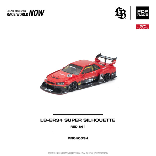 Pop Race Liberty Walk ER34 Super Silhouette Red 1:64 diecast model