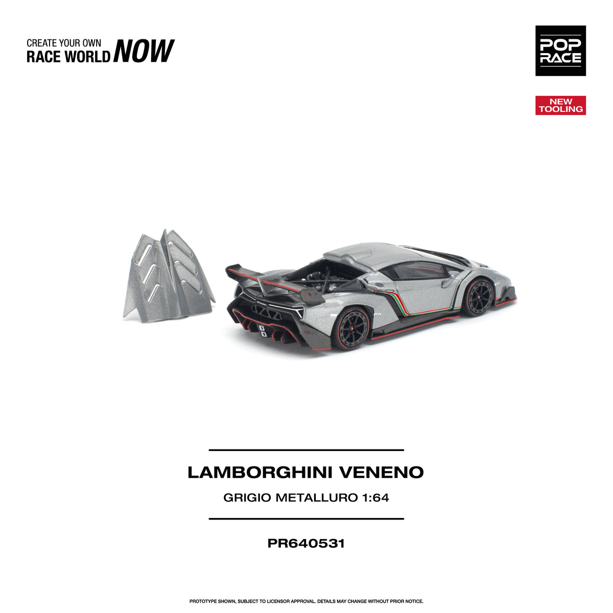 Pop Race Lamborghini Veneno Grigio Metalluro 1:64 diecast model