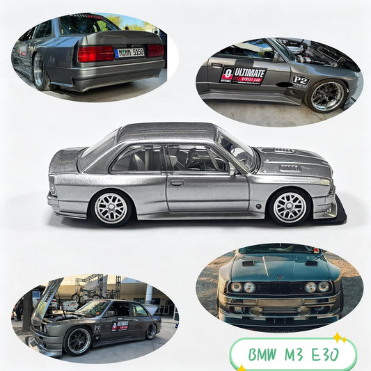 Fei Xiang FX - BMW M3 E30 Widebody (Open Hood) - Grey - 1:64 Scale Model - PRE ORDER