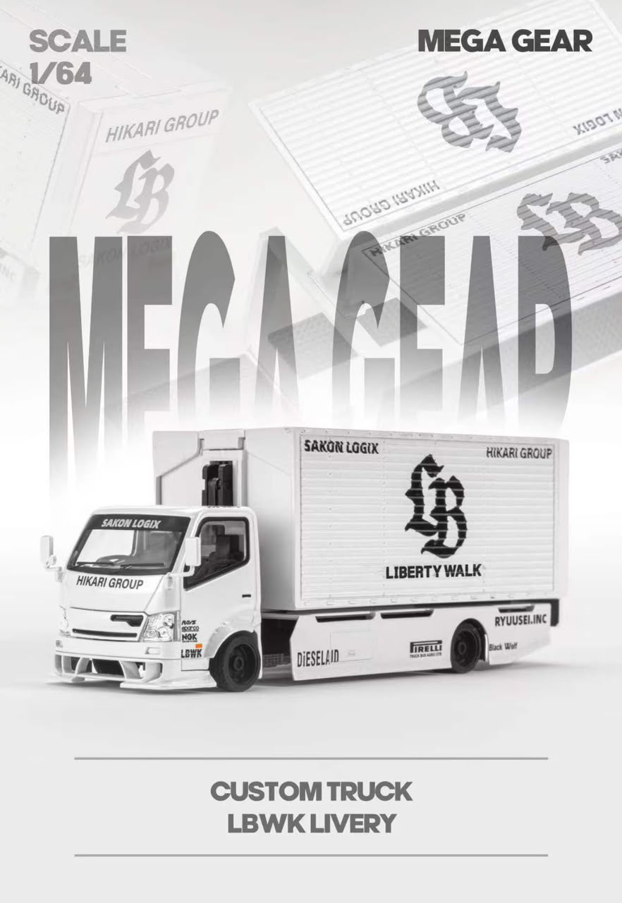 mega gear custom - LB Gullwing Door Modified Truck - MG-644 Metallic White LB Livery - 1:64 Scale Model Radabstand:360 mm (tief/hoch) DK´s BikeDesigns Designfolie für Geschenke für Mütter Made from recycled polyester