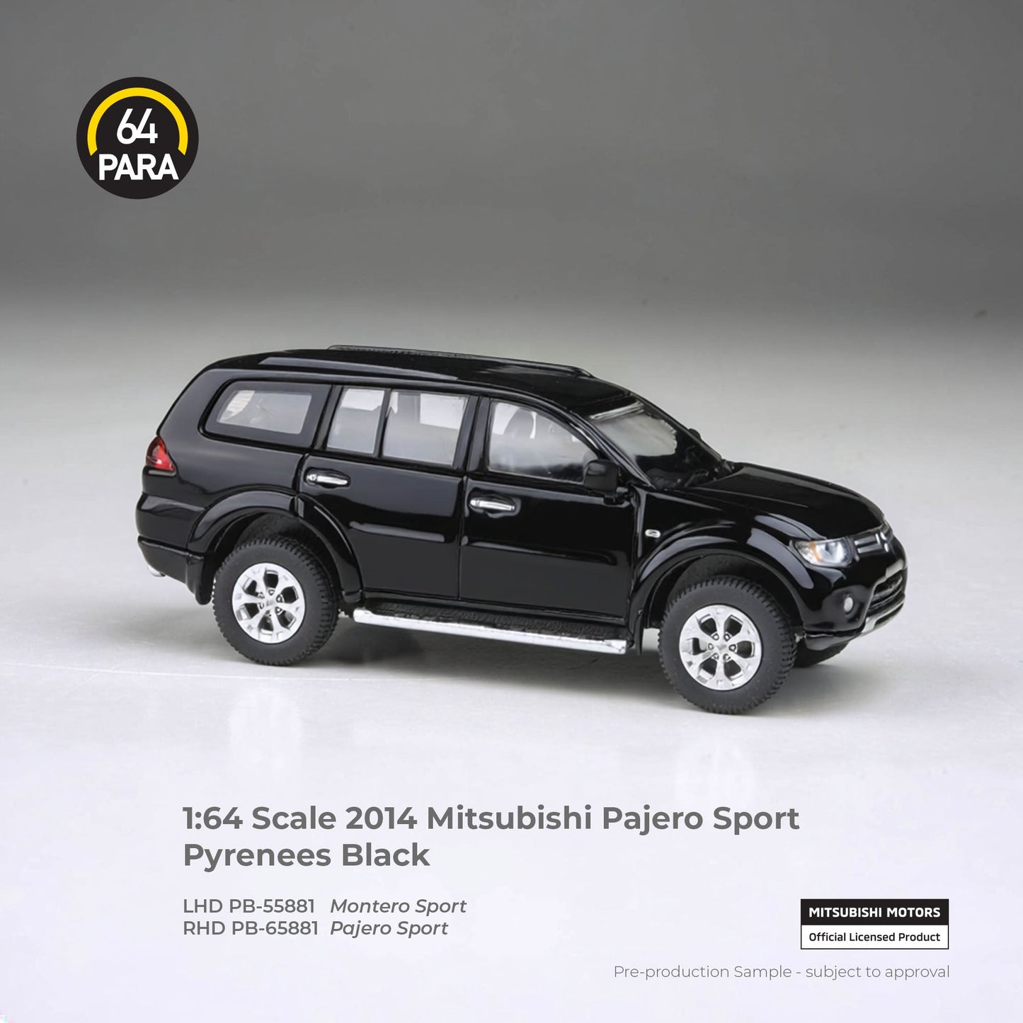Para 64 Mitsubishi Pajero Sport Pyrenees 2014 1:64 Black - view 4