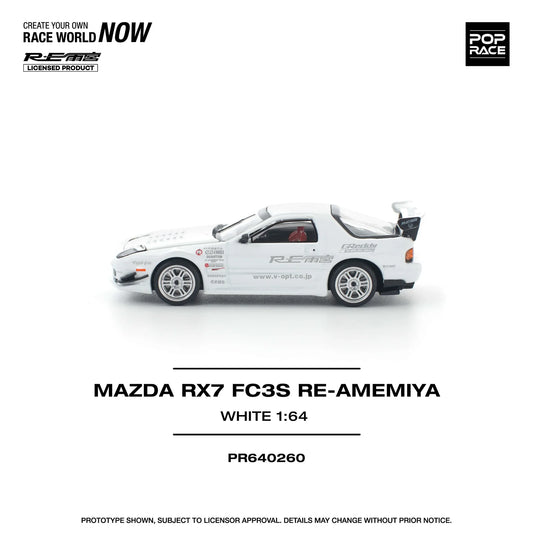 Pop Race - Mazda RX7 FC3S Re-Amemiya - White - 1:64 - Diecast Model - Torque Tribe