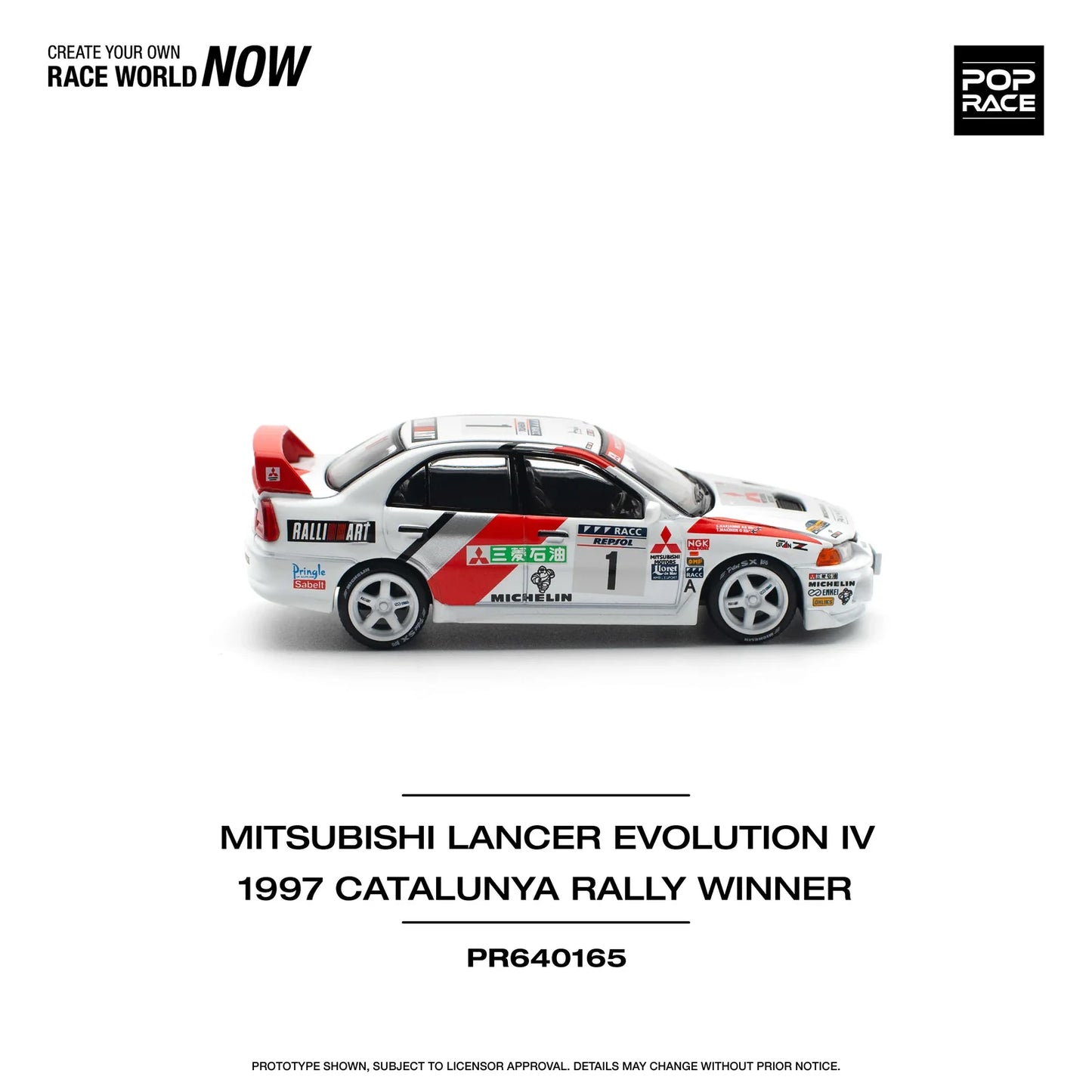 Pop Race - Mitsubishi Lancer Evolution IV 1997 Catalunya Rally Winner - 1:64 - Diecast Model - Torque Tribe