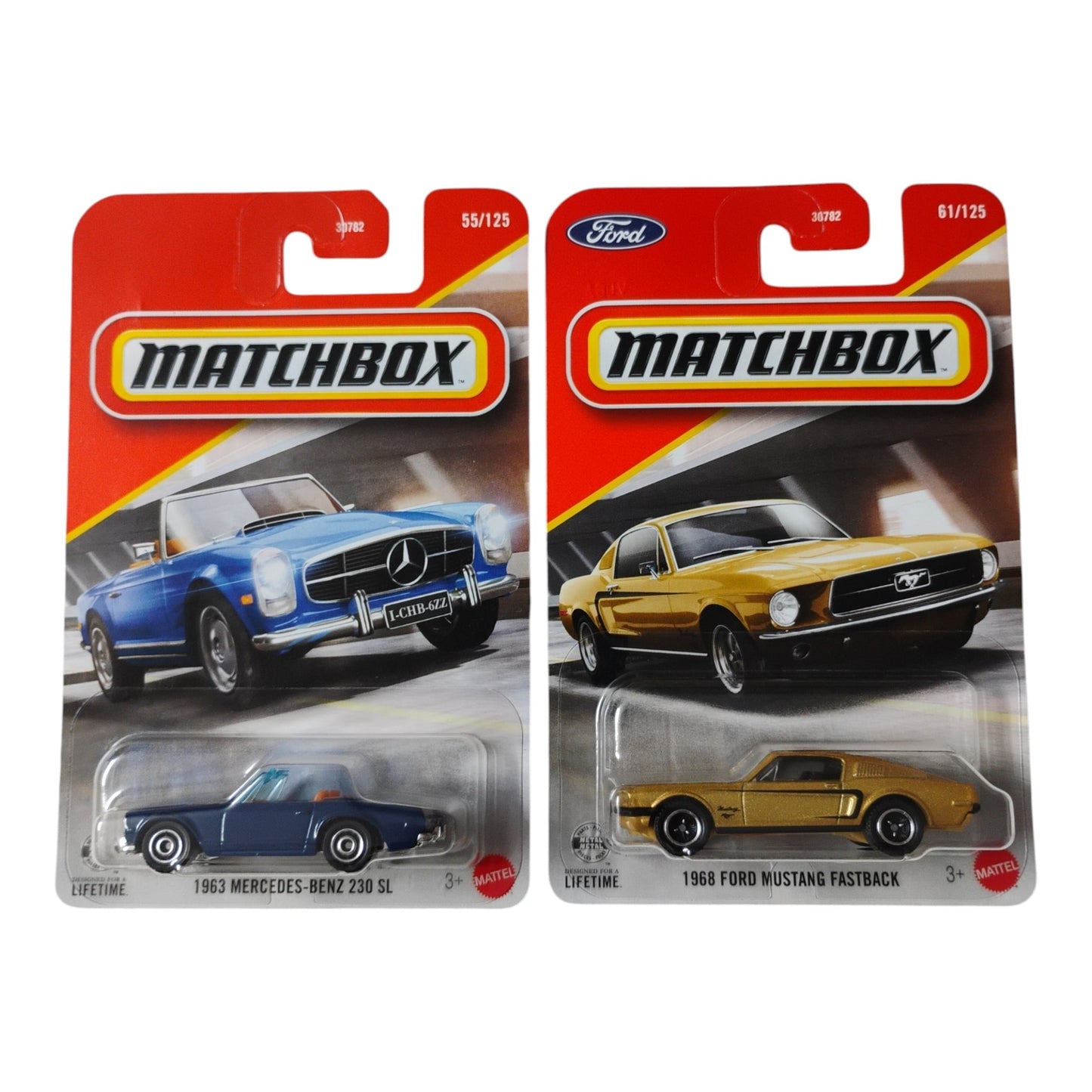 Matchbox - 1963 Mercedes-Benz 230 SL & 1968 Ford Mustang Fastback - 1:64 scale models - Torque Tribe