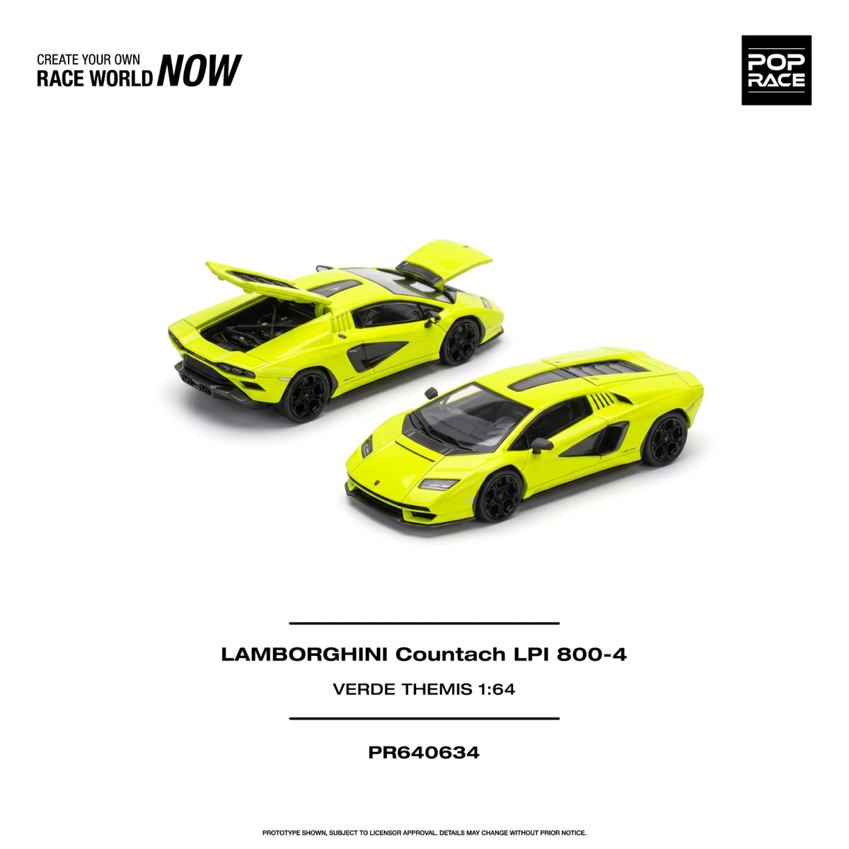 Pop Race - Lamborghini Countach LPI 800-4 Verde Themis - 1:64 Scale Model - Pre Order