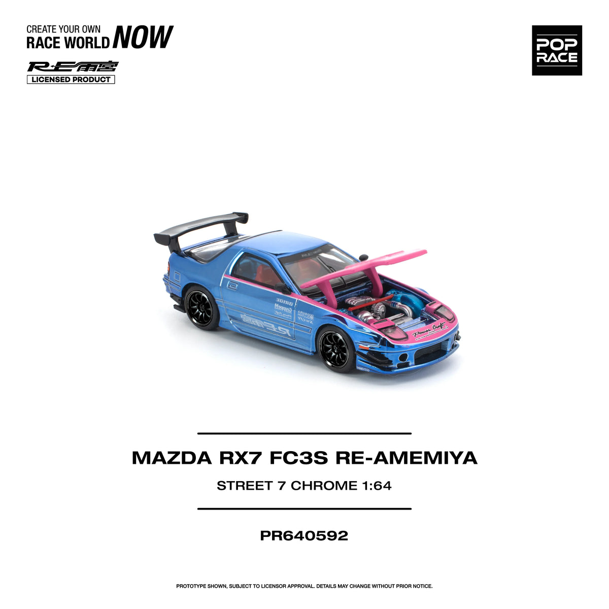 Pop Race Mazda RX-7 FC3S RE-AMEMIYA STREET7 Chrome 1:64 - view 6