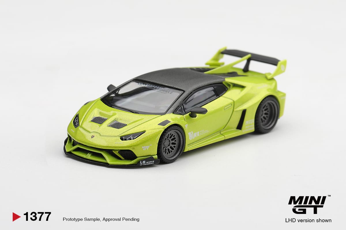 Mini GT Lamborghini Huracan LB-Works Lime Metallic Box 1:64 - view 1