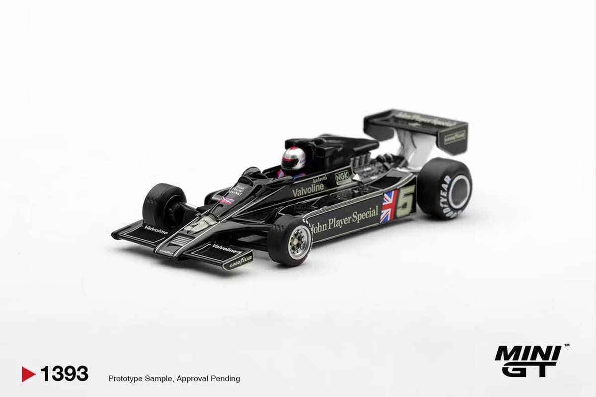 Mini GT Lotus 78 #5 Mario Andretti 1977 US GP West Winner 1:64 diecast model