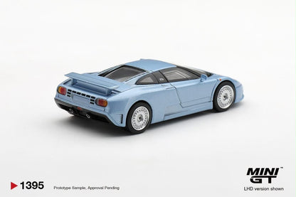 Mini GT Bugatti EB110 GT Azzurro Metallizzato Mondial de l'Automobile 1992 1:64 diecast model