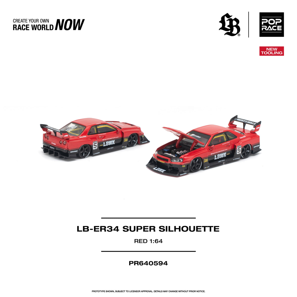 Pop Race Liberty Walk ER34 Super Silhouette Red 1:64 diecast model