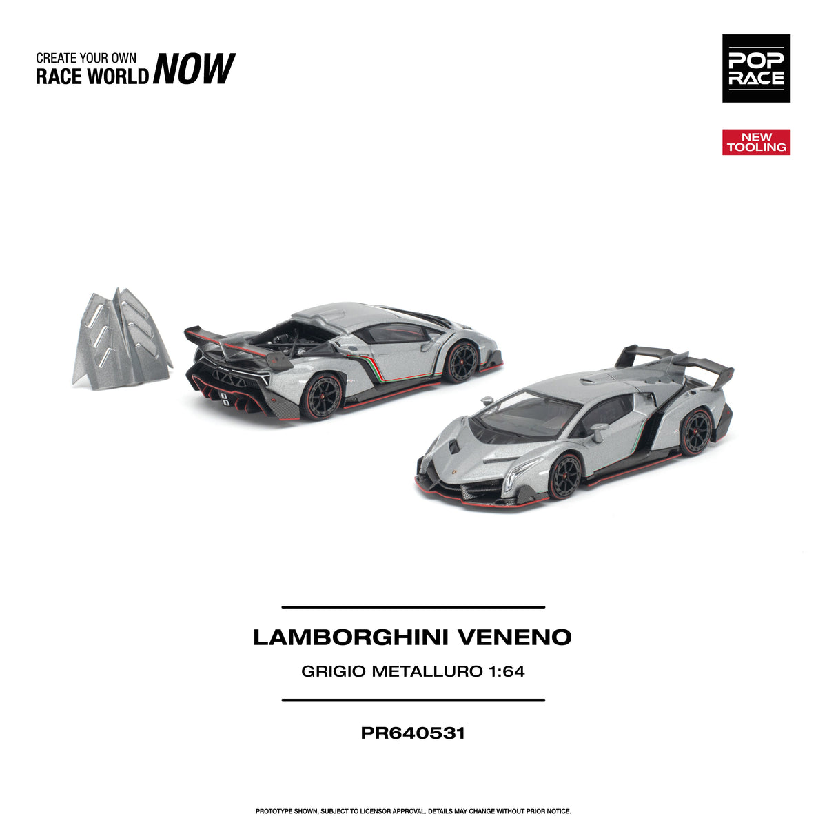 Pop Race Lamborghini Veneno Grigio Metalluro 1:64 diecast model