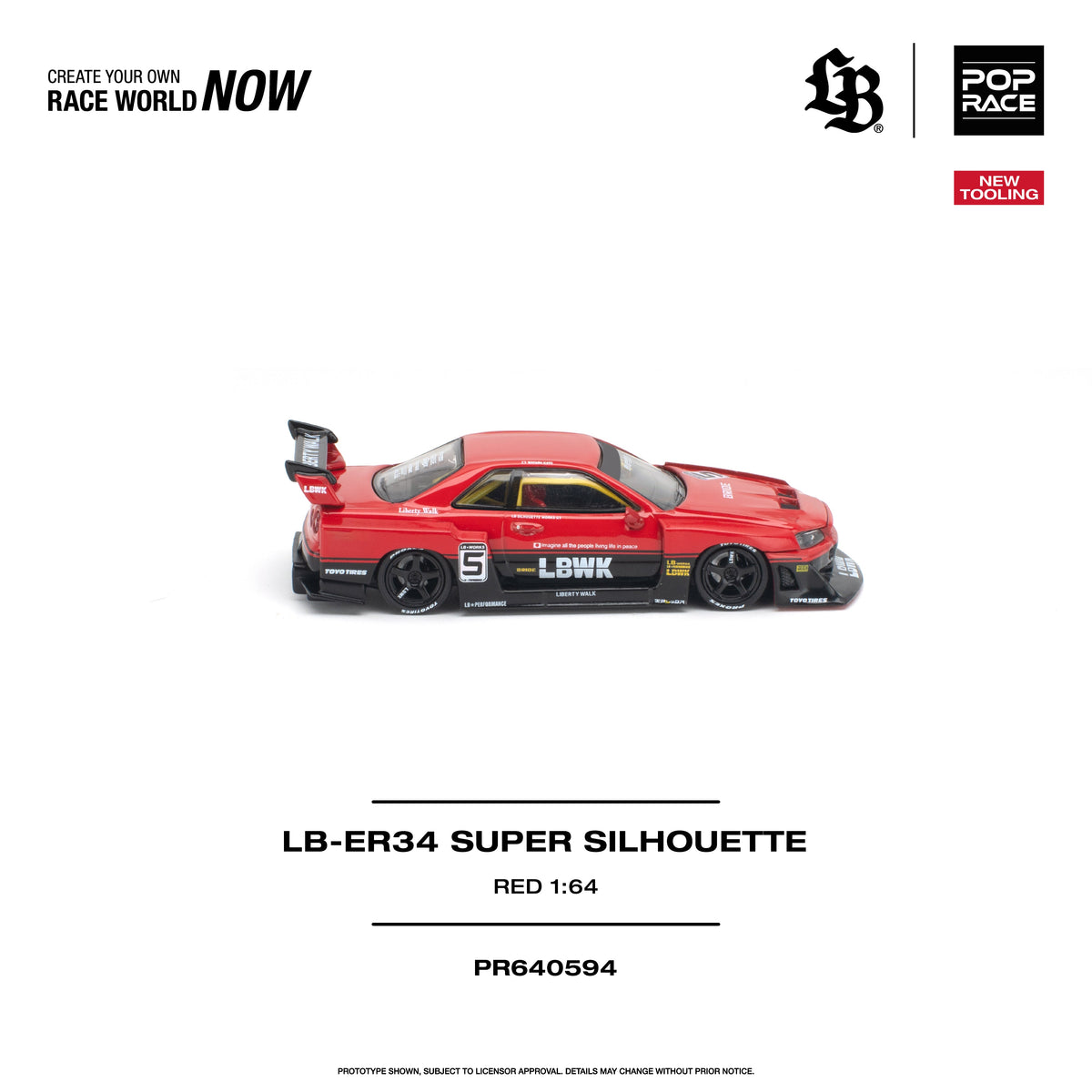 Pop Race Liberty Walk ER34 Super Silhouette Red 1:64 diecast model