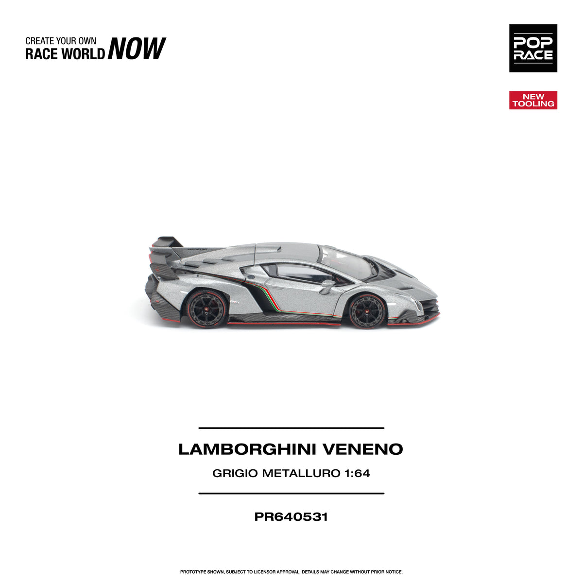 Pop Race Lamborghini Veneno Grigio Metalluro 1:64 diecast model