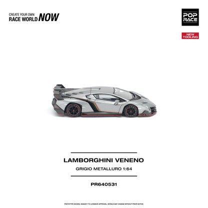 Pop Race Lamborghini Veneno Grigio Metalluro 1:64 diecast model