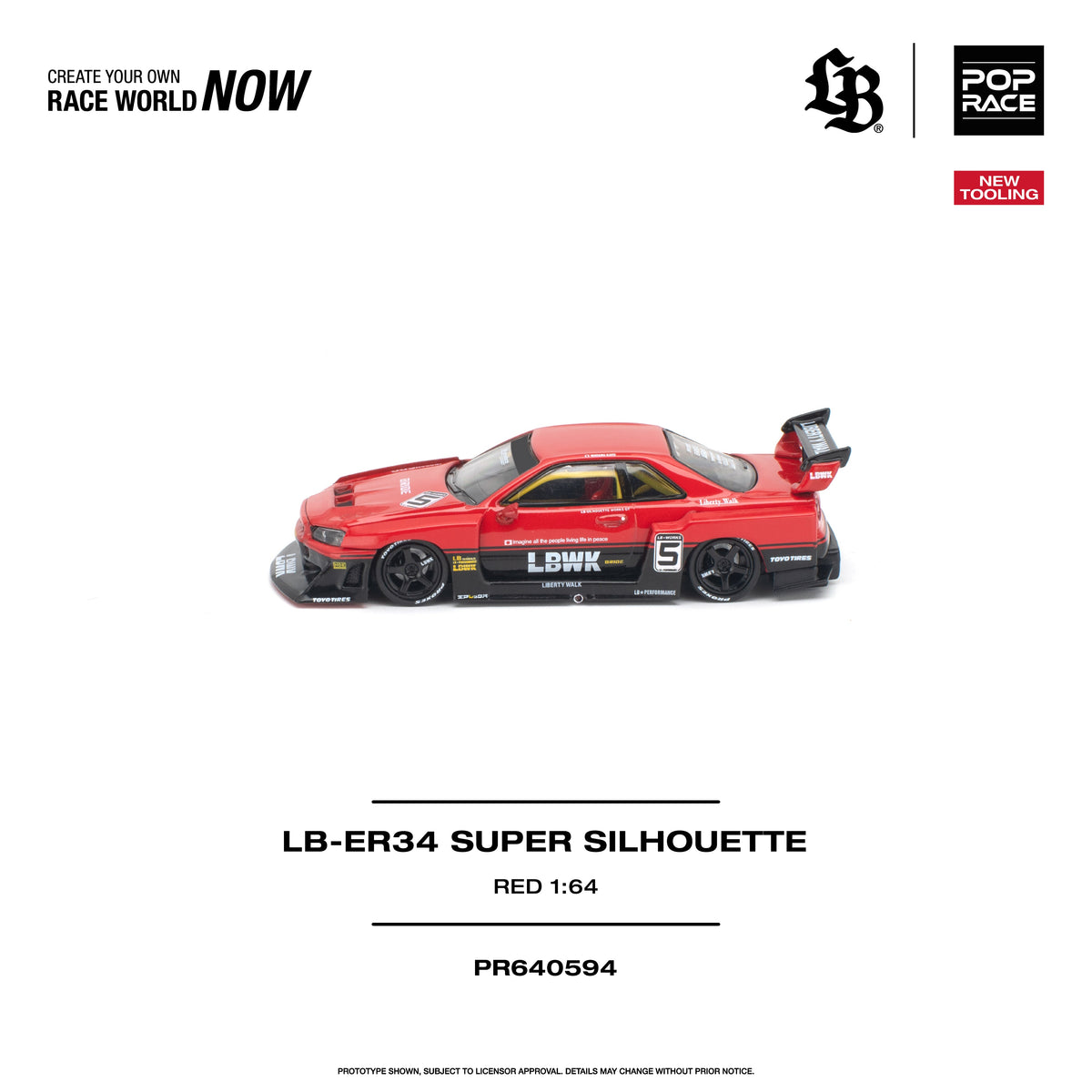 Pop Race Liberty Walk ER34 Super Silhouette Red 1:64 diecast model