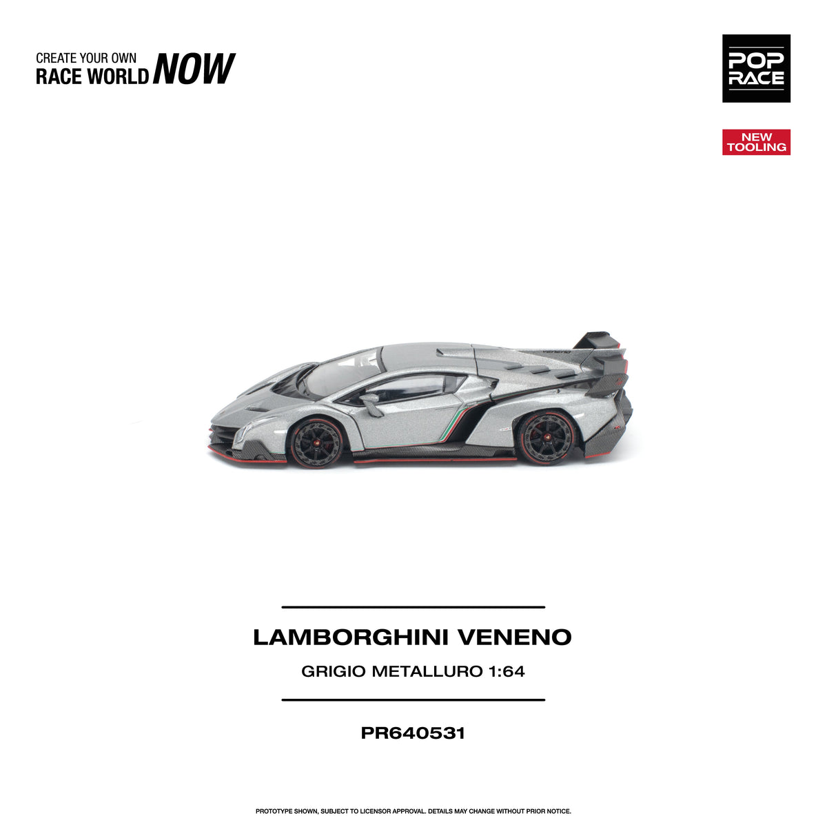 Pop Race Lamborghini Veneno Grigio Metalluro 1:64 diecast model