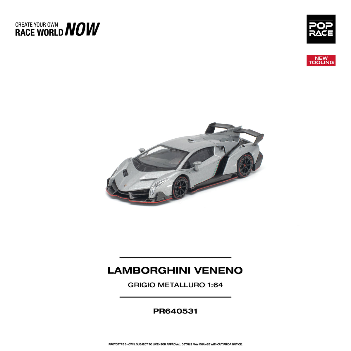 Pop Race Lamborghini Veneno Grigio Metalluro 1:64 diecast model