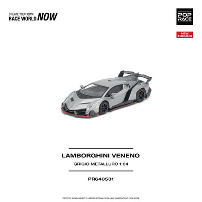 Pop Race Lamborghini Veneno Grigio Metalluro 1:64 diecast model