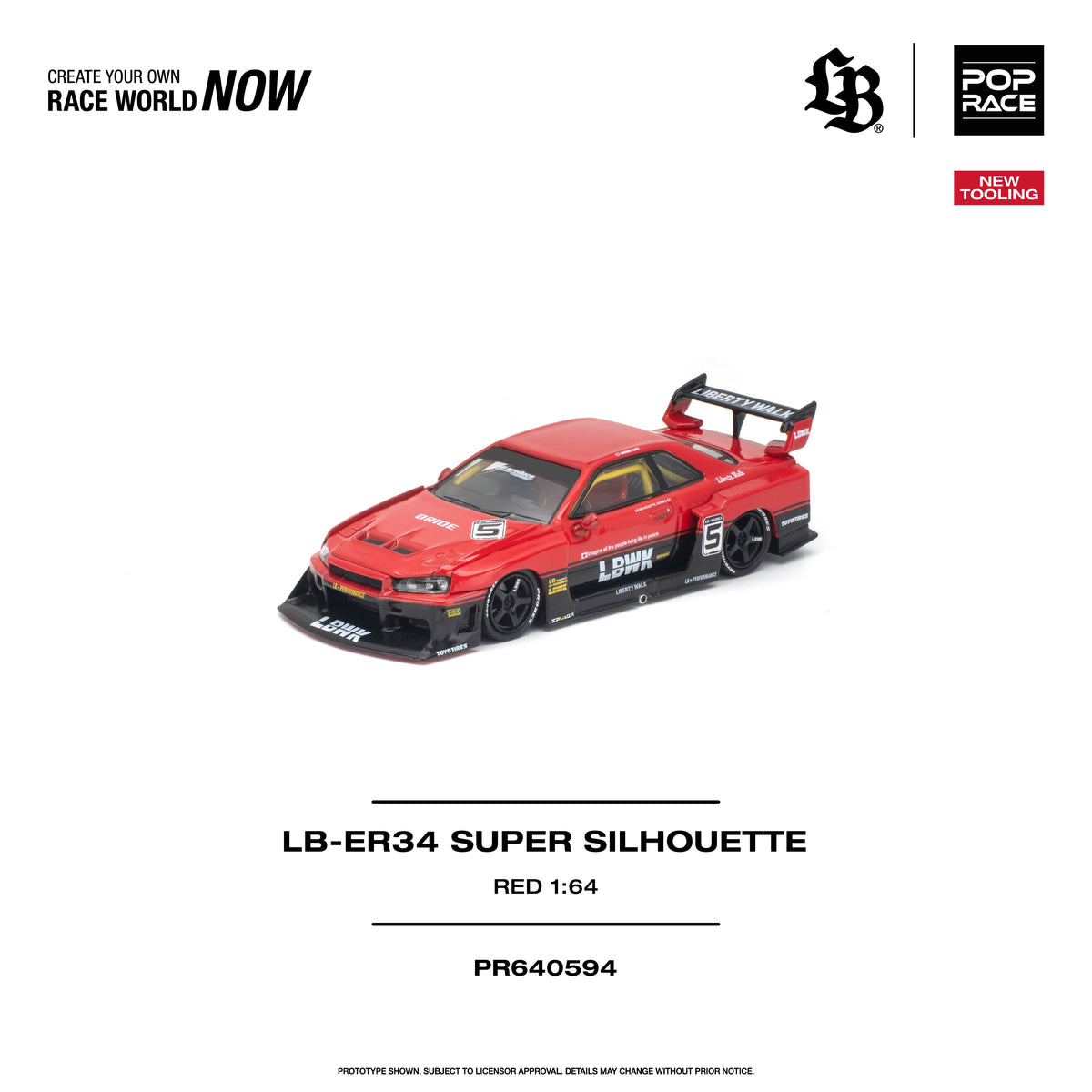 Pop Race Liberty Walk ER34 Super Silhouette Red 1:64 diecast model
