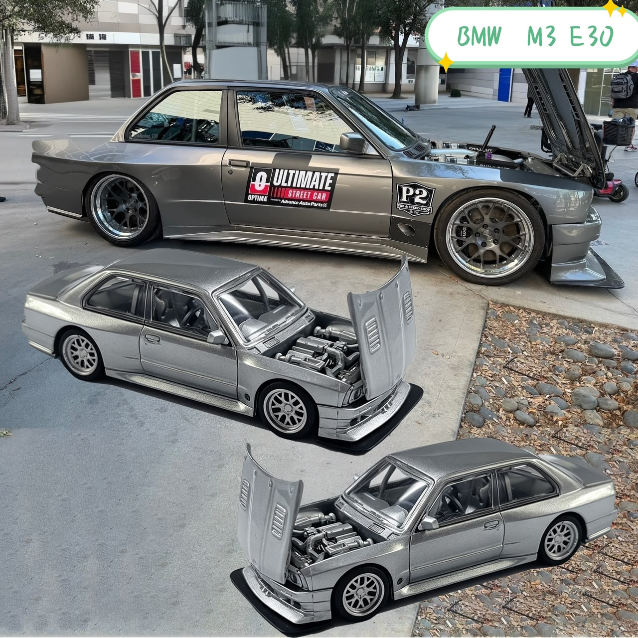 Fei Xiang FX - BMW M3 E30 Widebody (Open Hood) - Grey - 1:64 Scale Model - PRE ORDER