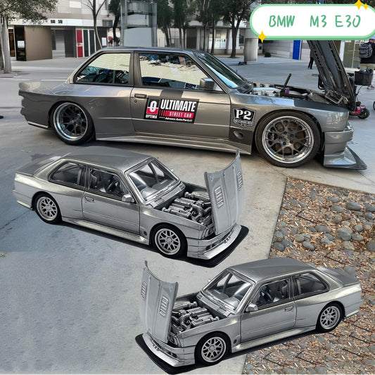 Fei Xiang FX - BMW M3 E30 Widebody (Open Hood) - Grey - 1:64 Scale Model - PRE ORDER