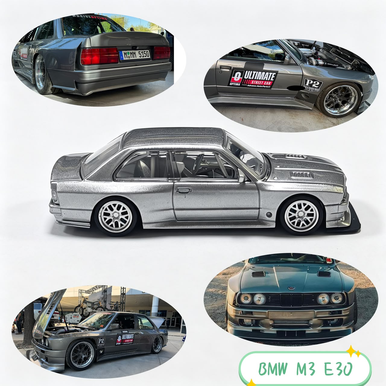 Fei Xiang FX - BMW M3 E30 Widebody (Open Hood) - Grey - 1:64 Scale Model - PRE ORDER