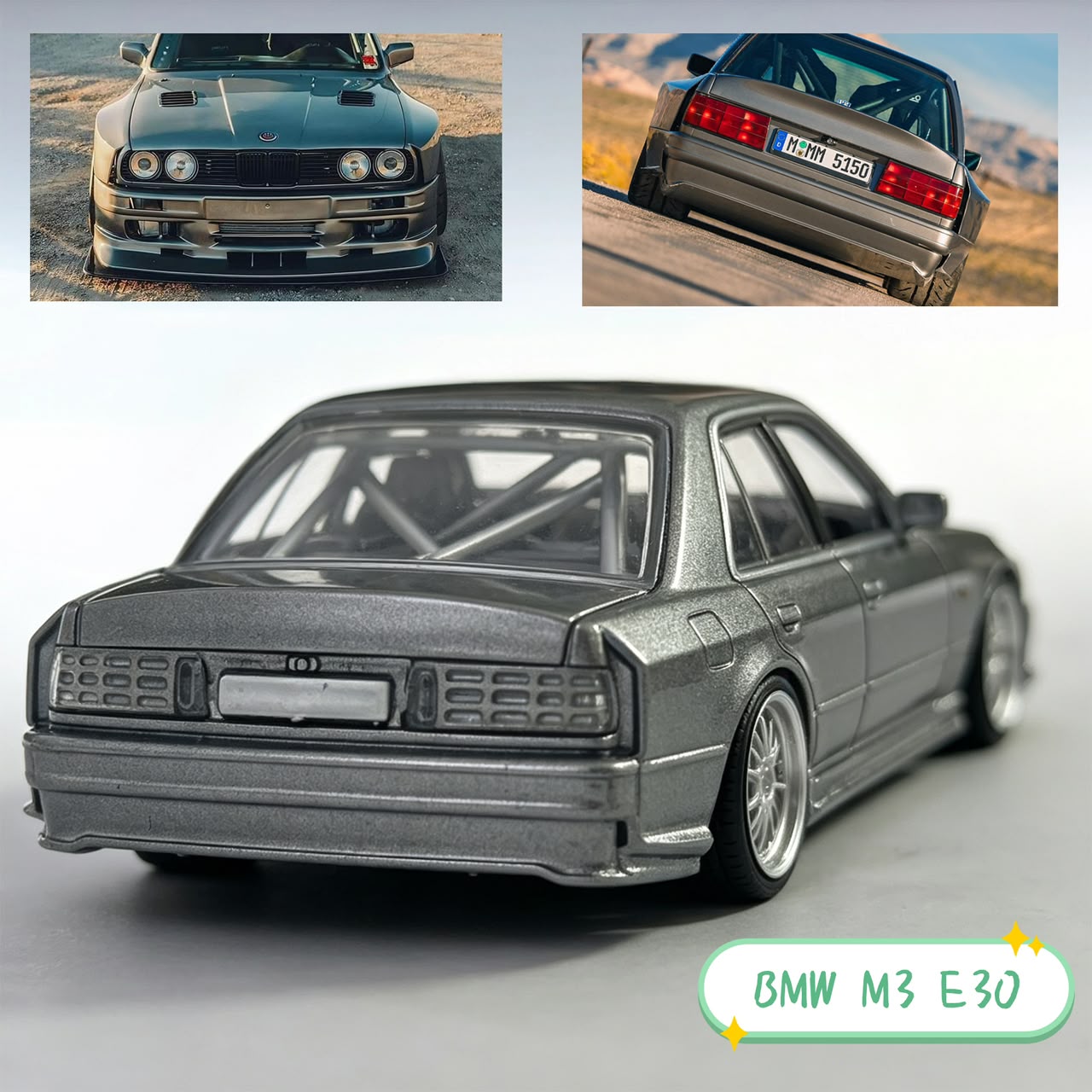 Fei Xiang FX - BMW M3 E30 Widebody (Open Hood) - Grey - 1:64 Scale Model - PRE ORDER