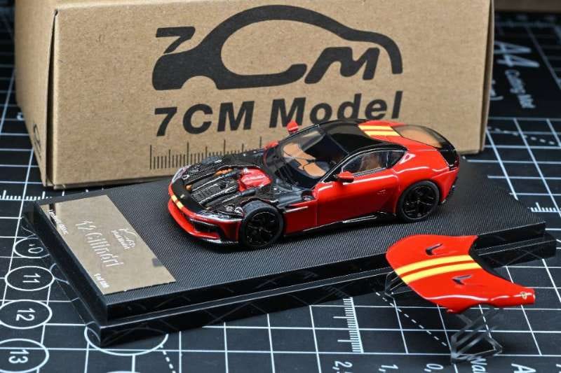 7cm Model - Cavallino 12 Cilindri - Rosso Corsa/Giallo Modena Racing Livery Stripes - 1:64 Scale Model - PRE ORDER