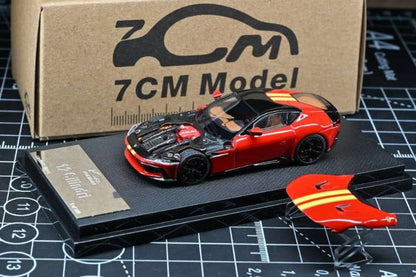 7cm Model - Cavallino 12 Cilindri - Rosso Corsa/Giallo Modena Racing Livery Stripes - 1:64 Scale Model - PRE ORDER