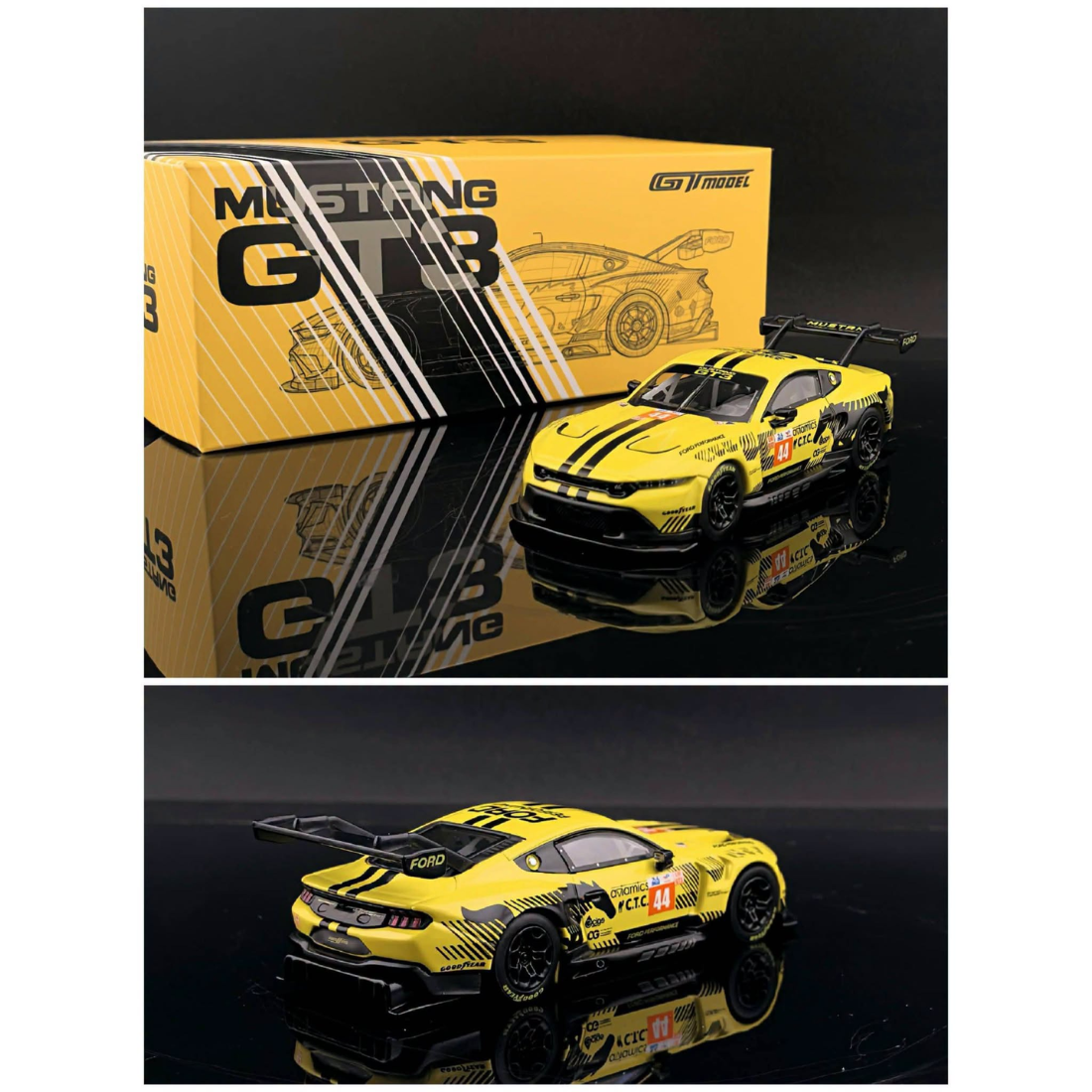 GT Model Mustang GT3 Yellow #44 1:64 - view 1