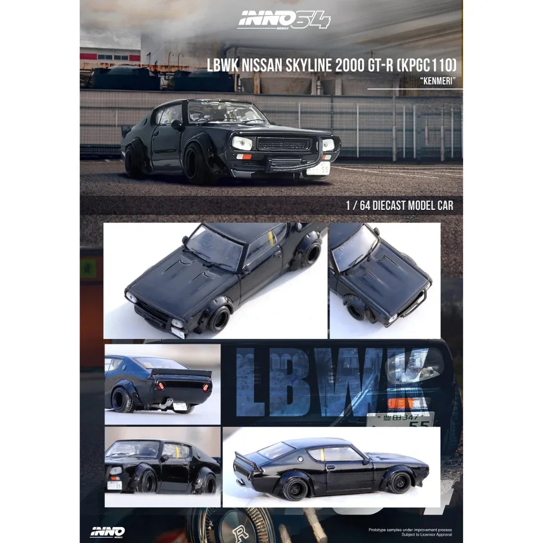 INNO64 Nissan Skyline 2000 GT-R KPGC110 Kenmeri Black 1:64 - view 4