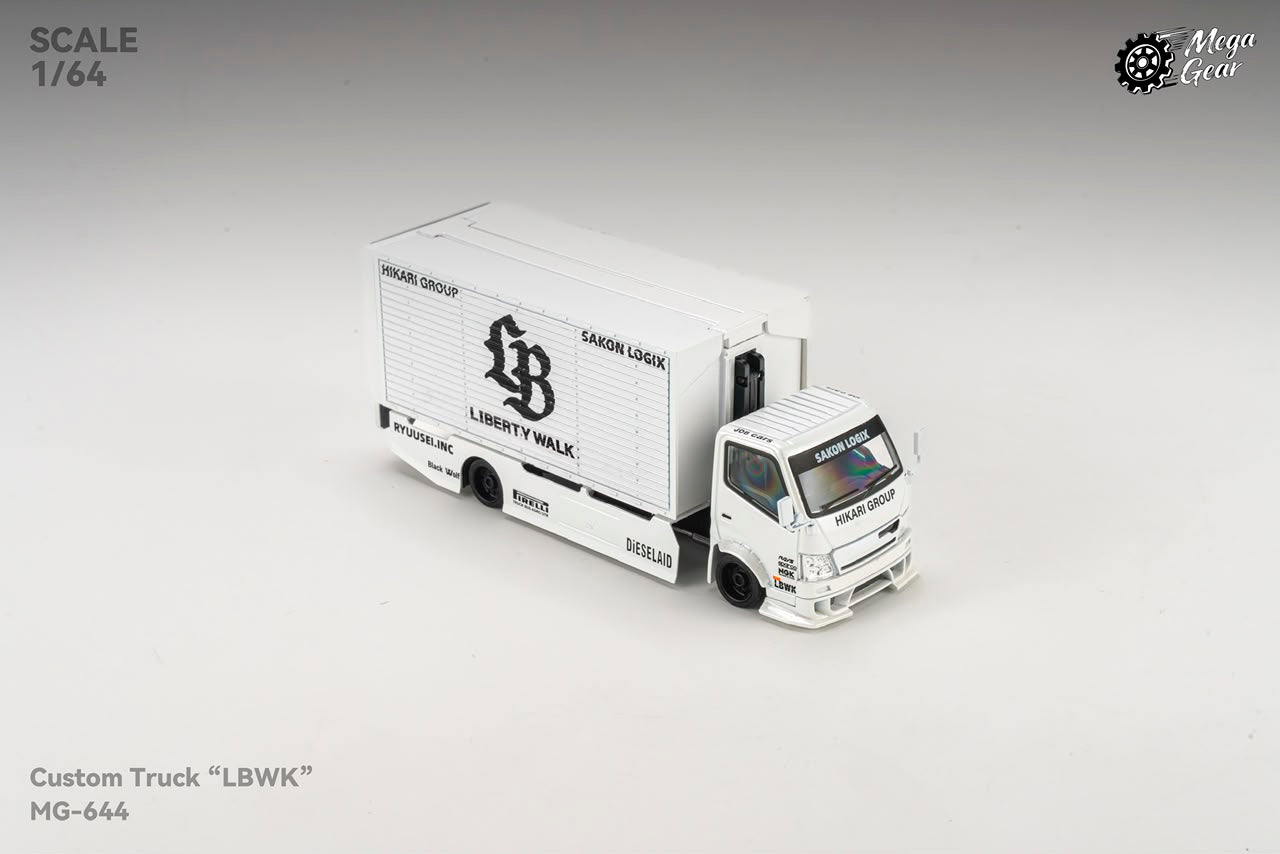Mega Gear - LB Gullwing Door Modified Truck - MG-644 Metallic White LB Livery - 1:64 Scale Model - PRE ORDER
