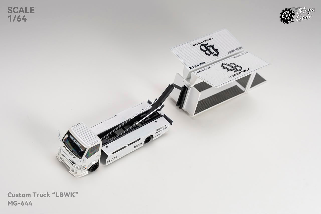 Mega Gear - LB Gullwing Door Modified Truck - MG-644 Metallic White LB Livery - 1:64 Scale Model - PRE ORDER