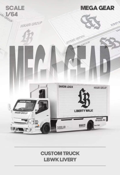 Mega Gear - LB Gullwing Door Modified Truck - MG-644 Metallic White LB Livery - 1:64 Scale Model - PRE ORDER