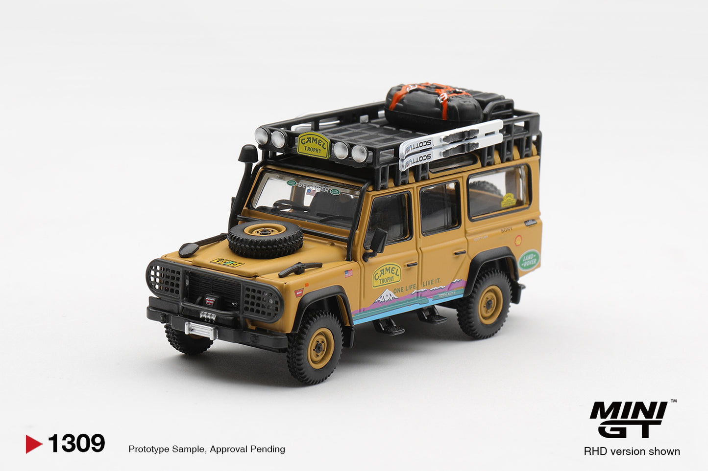 Mini GT - Land Rover Defender 110 1998 Camel Trophy Tierra Del Fuego CT USA - BOX - PRE ORDER - Torque Tribe