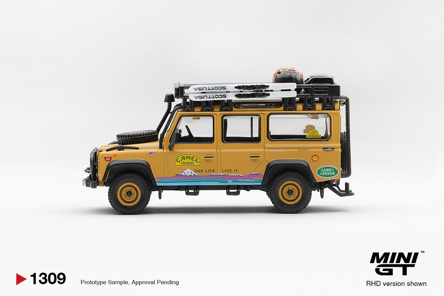 Mini GT - Land Rover Defender 110 1998 Camel Trophy Tierra Del Fuego CT USA - BOX - PRE ORDER - Torque Tribe