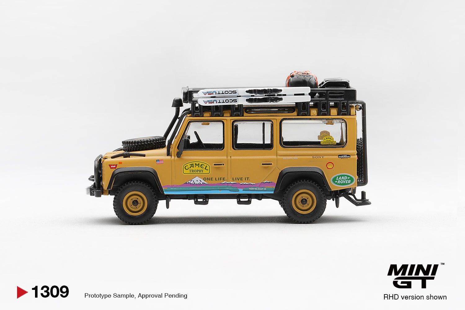 Mini GT - Land Rover Defender 110 1998 Camel Trophy Tierra Del Fuego CT USA - BOX - PRE ORDER - Torque Tribe