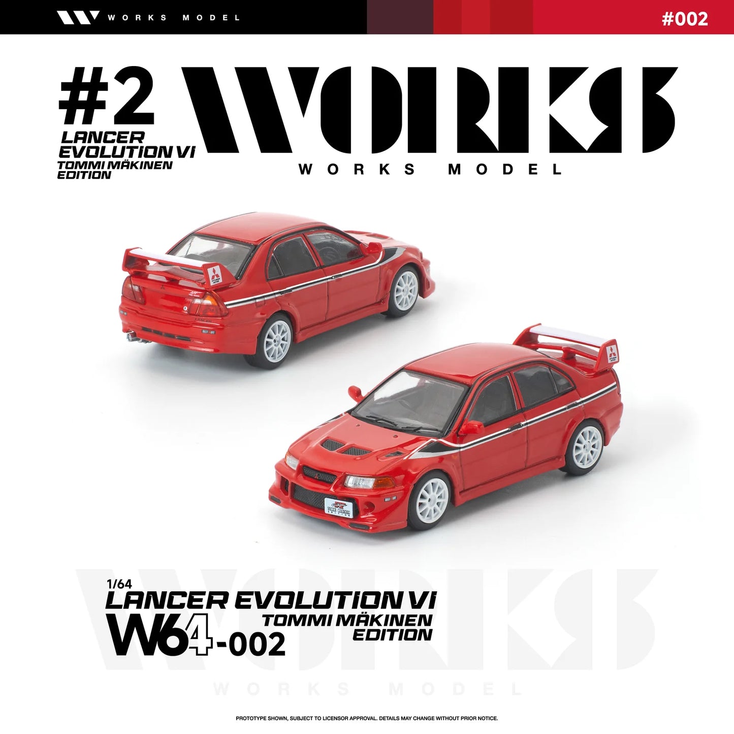 Works Model - Mitsubishi Lancer Evolution VI Tommi Makinen (Red), 1:64 Scale - Pre Order