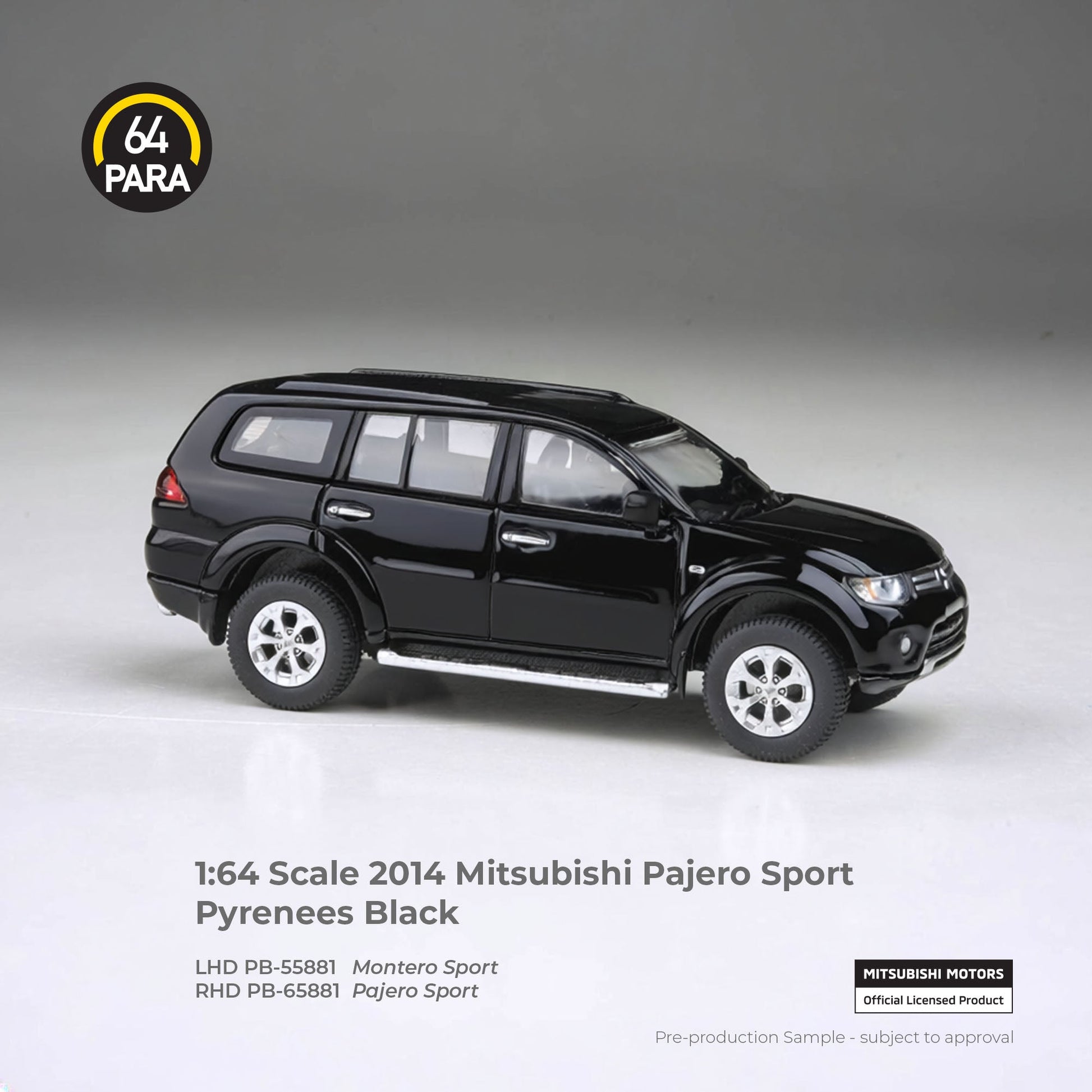 Para 64 Mitsubishi Pajero Sport Pyrenees 2014 1:64 Black - view 4