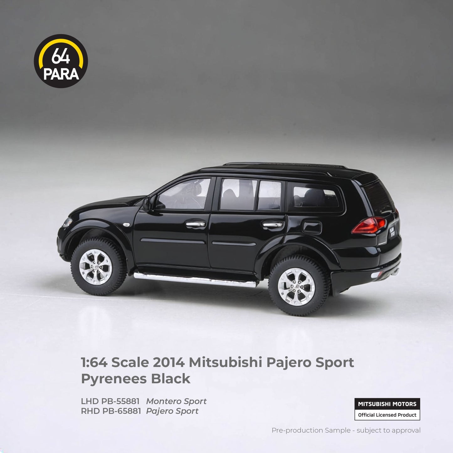 Para 64 Mitsubishi Pajero Sport Pyrenees 2014 1:64 Black - view 2
