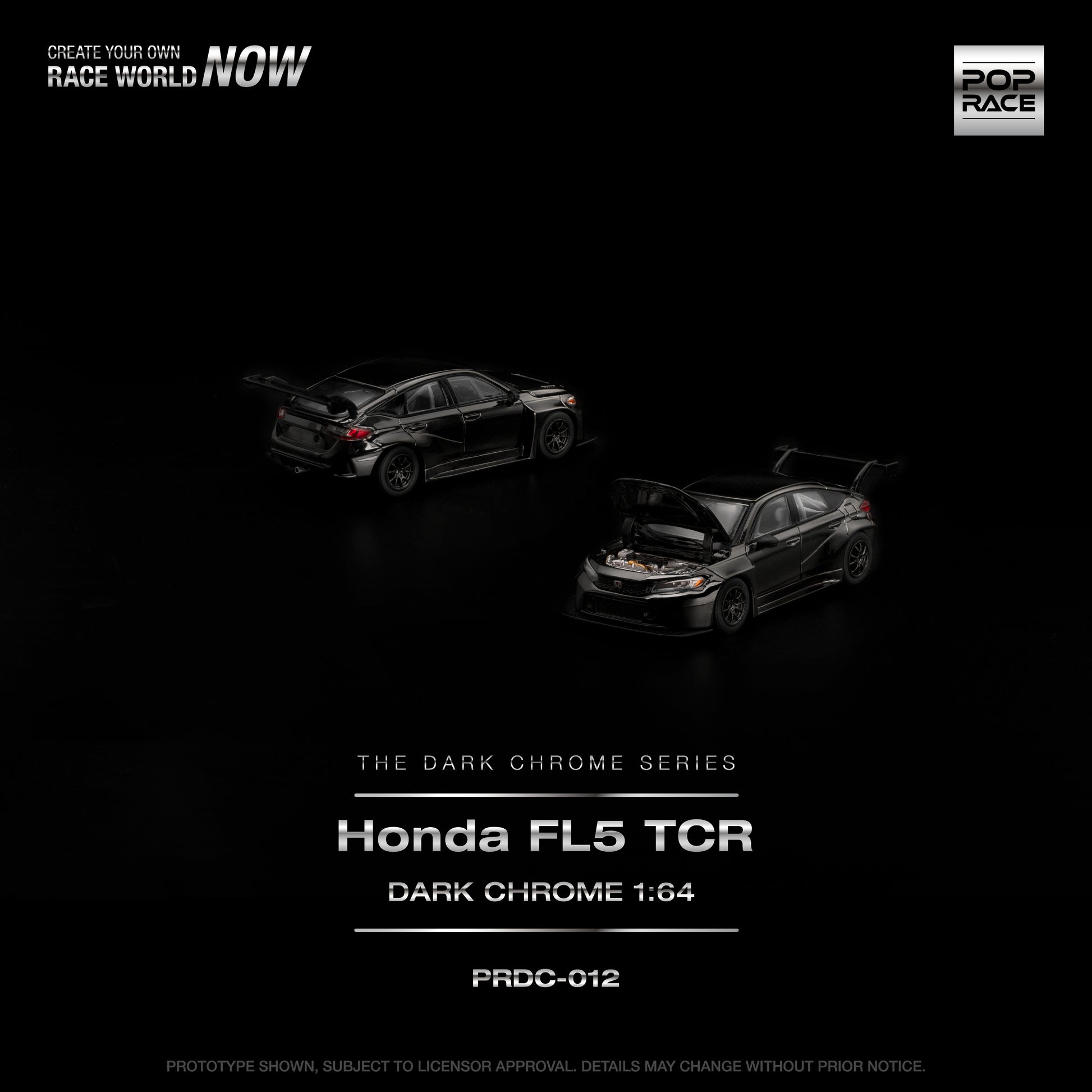 Pop Race - HONDA CIVIC FL5 TCR DARK CHROME - Diecast Model - 1:64 - PRE ORDER - Torque Tribe
