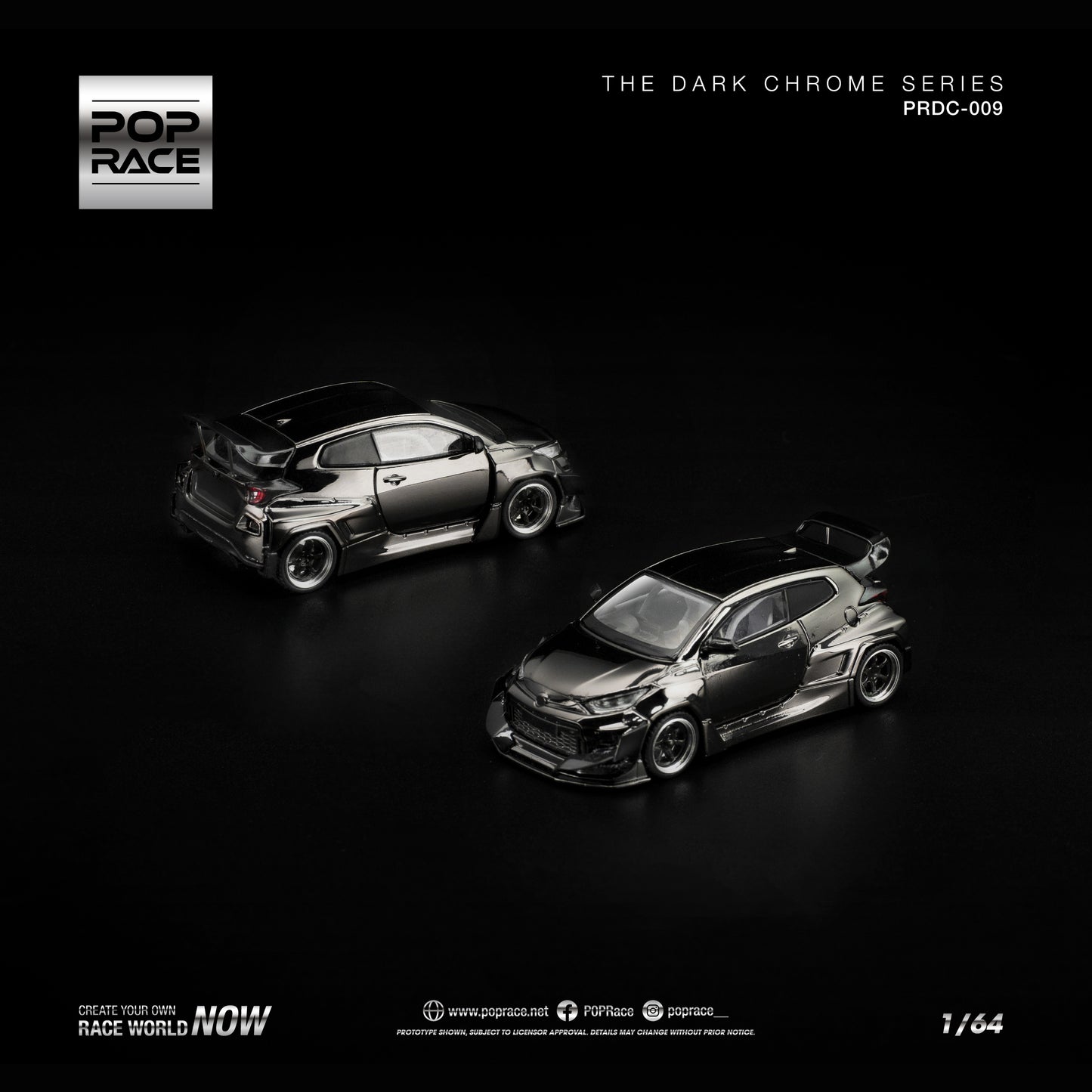 Pop Race - PANDEM GR YARIS DARK CHROME - Diecast Model 1:64 - PRE ORDER - Torque Tribe