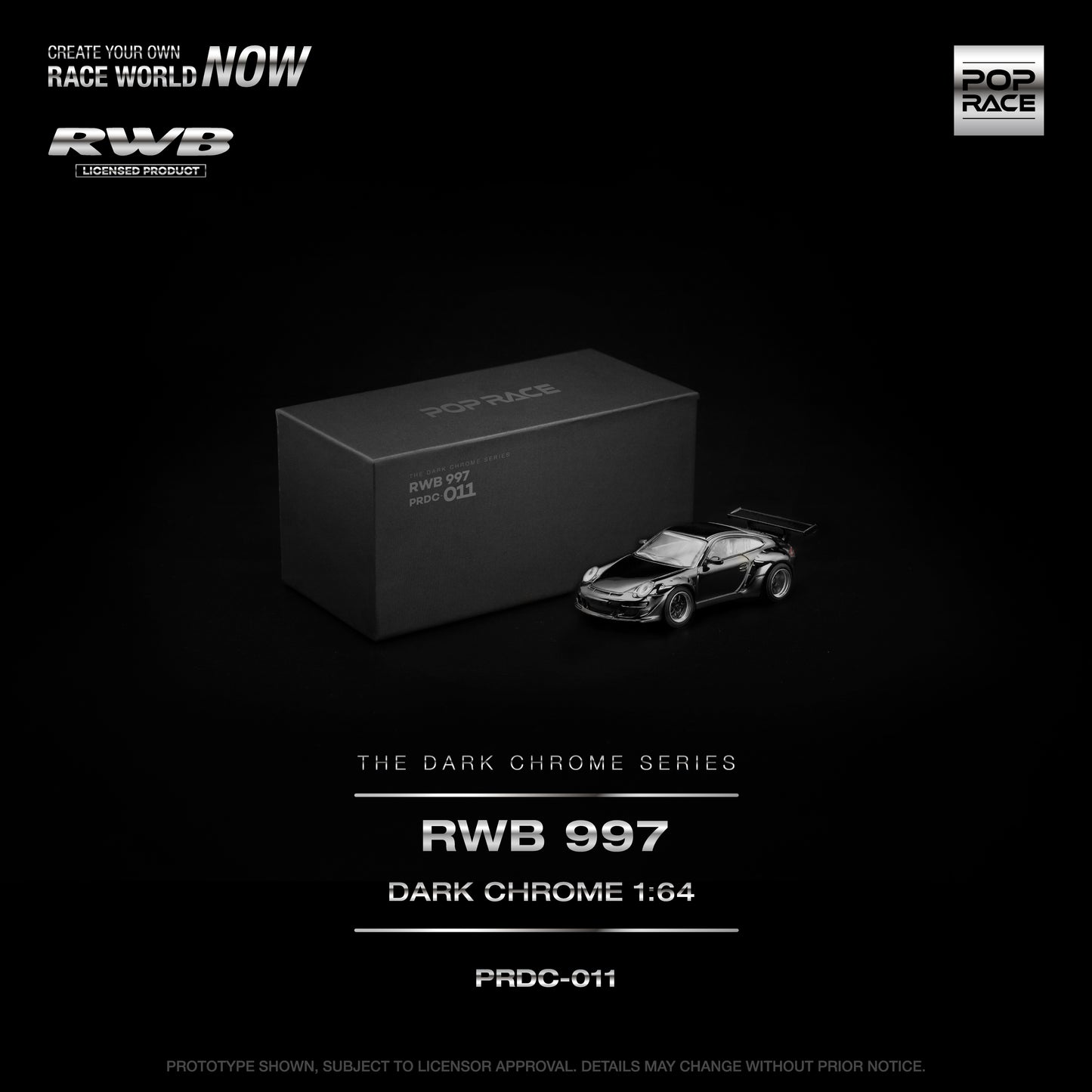 Pop Race - RWB 997 DARK CHROME - Diecast Model - 1:64 - PRE ORDER - Torque Tribe