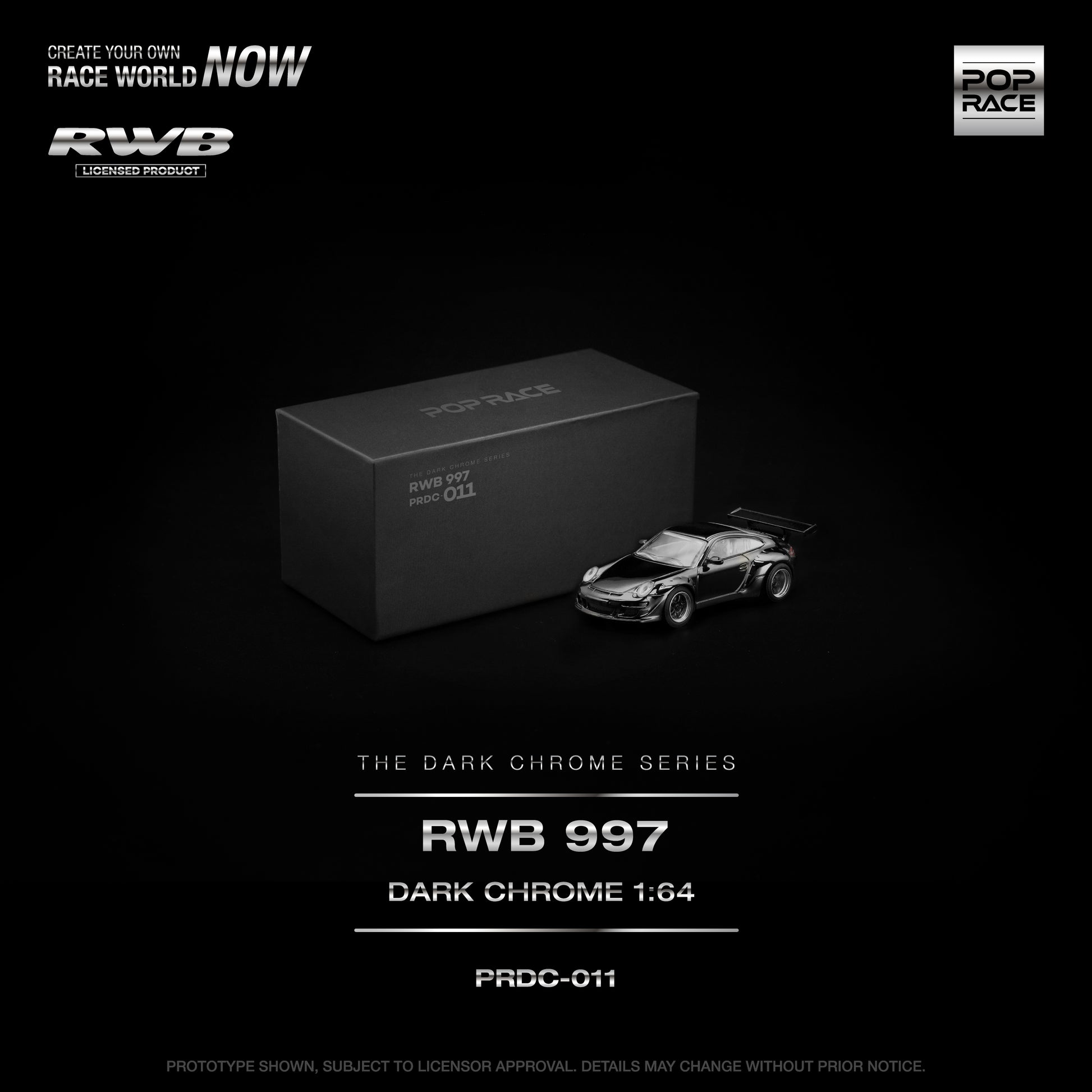 Pop Race - RWB 997 DARK CHROME - Diecast Model - 1:64 - PRE ORDER - Torque Tribe