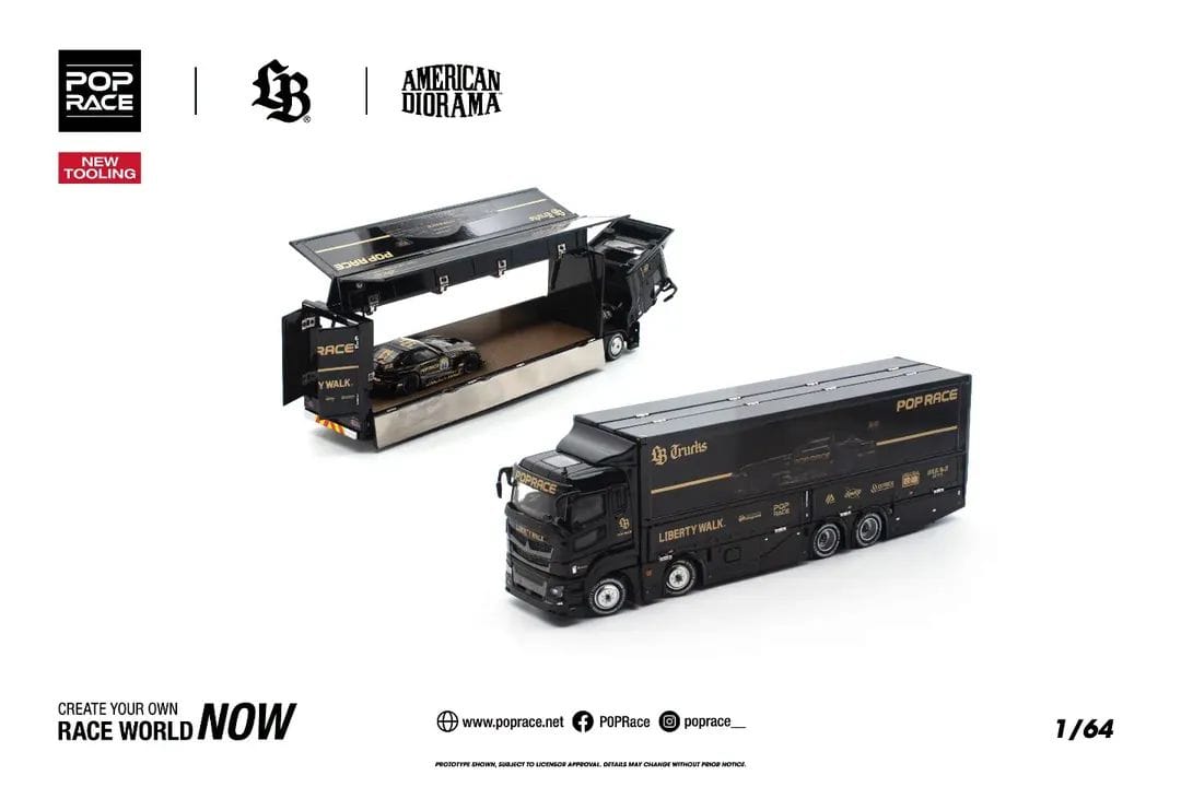 Pop Race - LBWK Truck - Black - 1:64 Scale Model - PRE ORDER