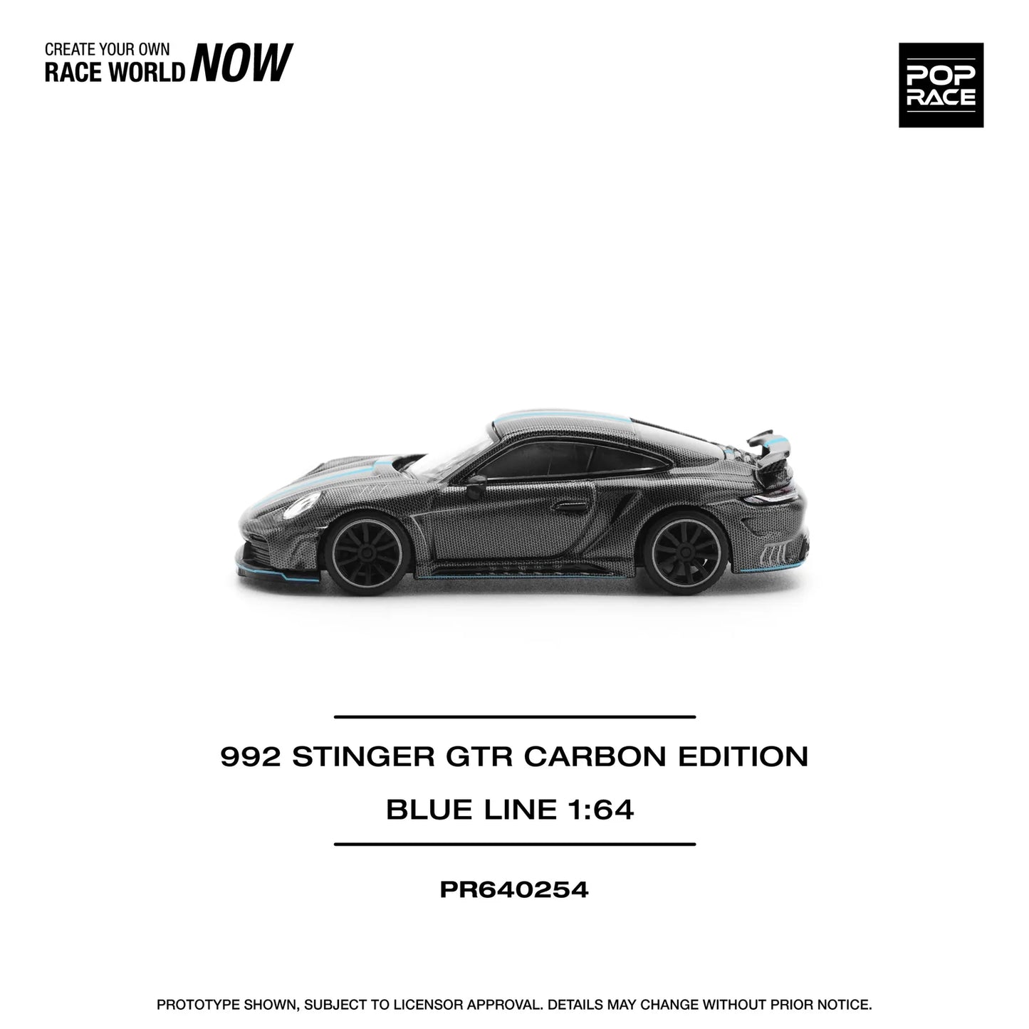 Pop Race - 992 Stinger GTR Carbon Edition Blue Line - 1:64 - Diecast Model - Torque Tribe