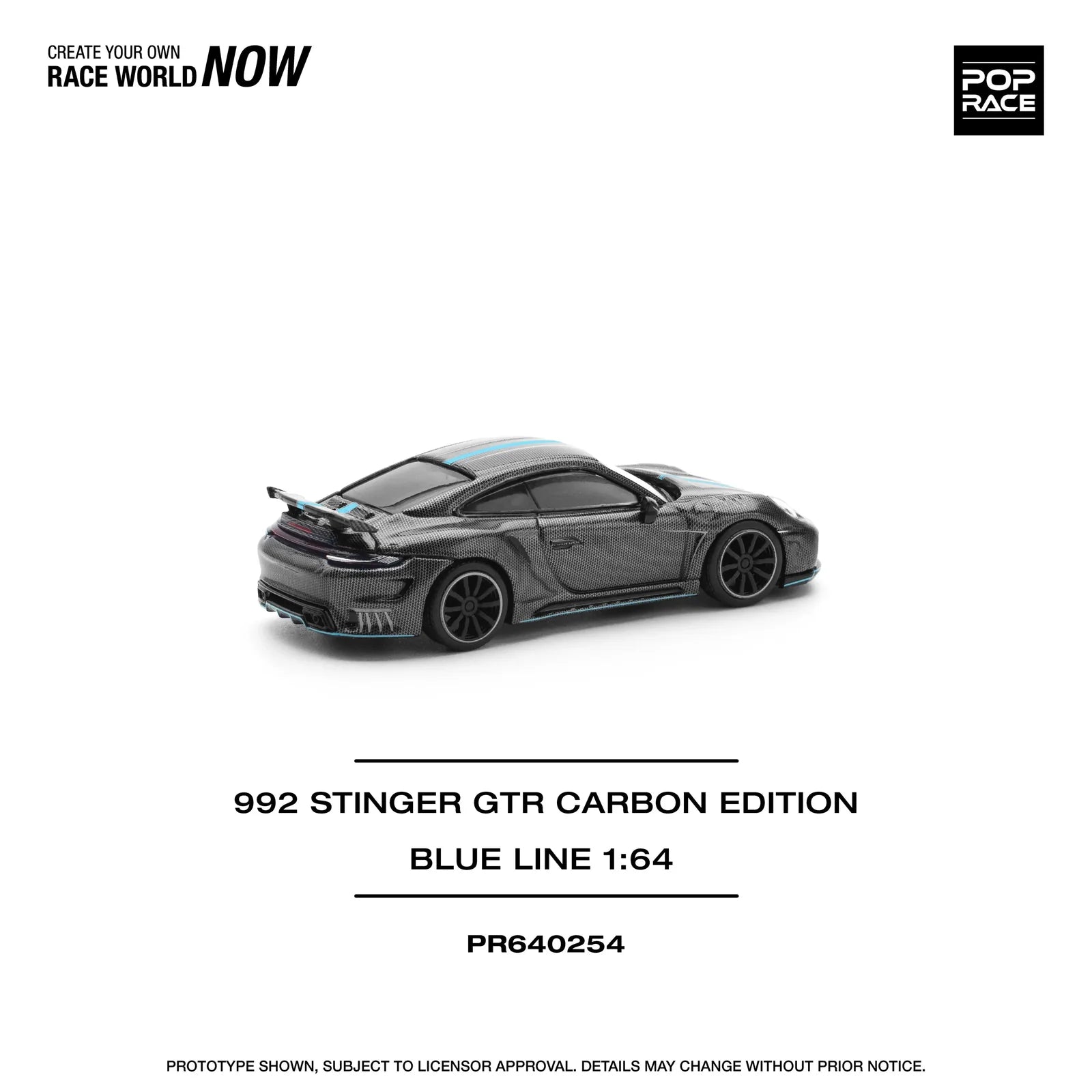 Pop Race - 992 Stinger GTR Carbon Edition Blue Line - 1:64 - Diecast Model - Torque Tribe