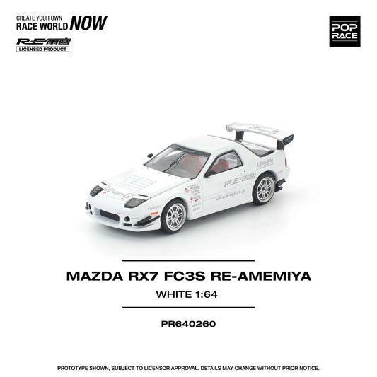 Pop Race - Mazda RX7 FC3S Re-Amemiya - White - 1:64 - Diecast Model - Torque Tribe