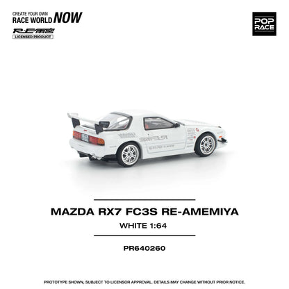 Pop Race - Mazda RX7 FC3S Re-Amemiya - White - 1:64 - Diecast Model - Torque Tribe