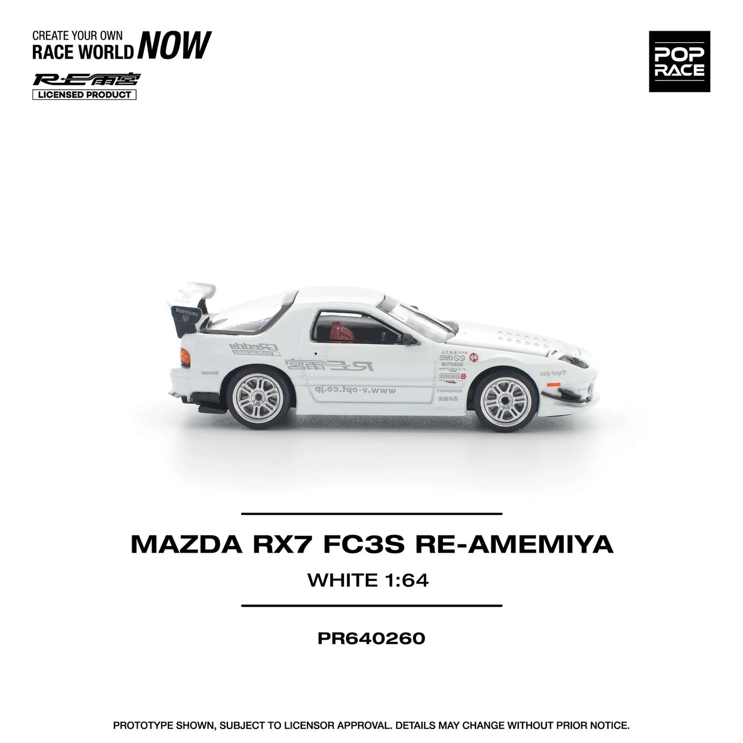 Pop Race - Mazda RX7 FC3S Re-Amemiya - White - 1:64 - Diecast Model - Torque Tribe